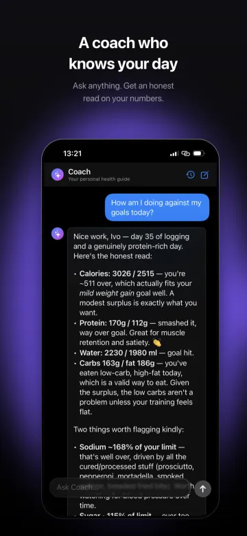 Conversational nutrition coach
